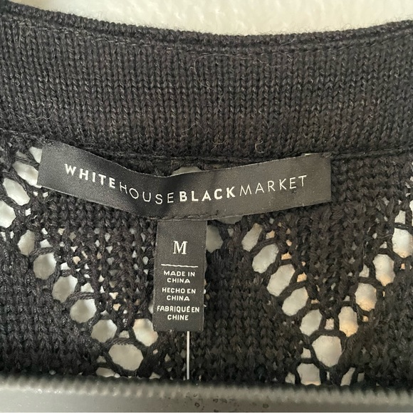 NEW WHBM 3/4 Sleeve Open Knit Embellished Beaded Tunic Sweater Top Size Medium - Picture 13 of 14